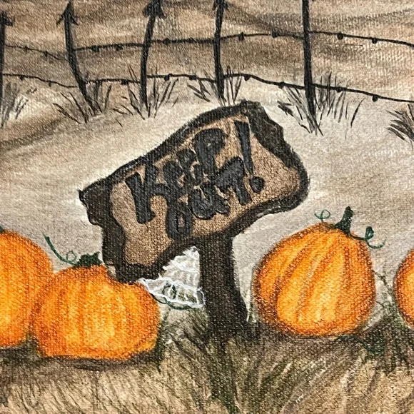 Original Art Painting 2009 Halloween Folk Art Hand Painted 16x20” Display Mural - Picture 12 of 16